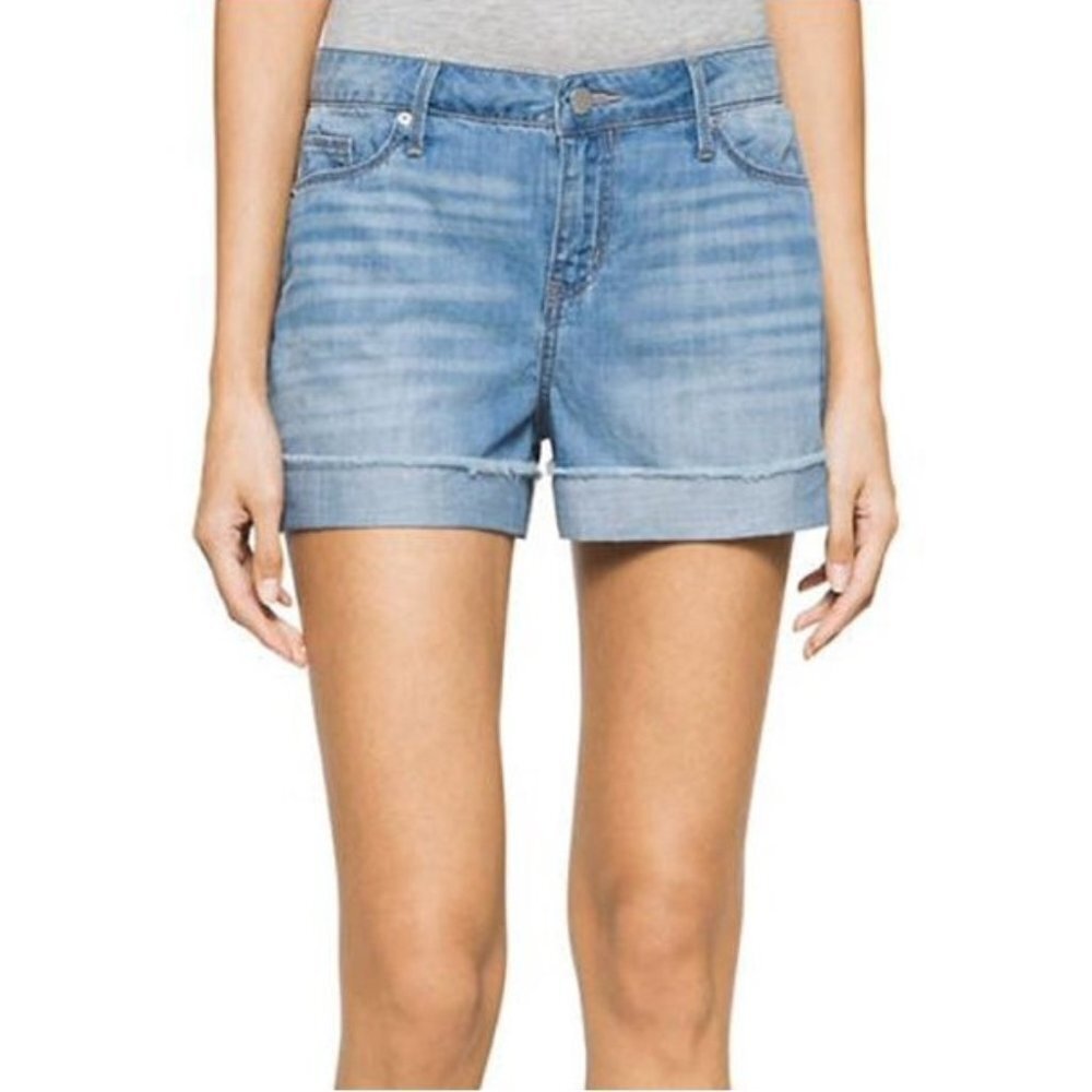 Calvin Klein Jeans Lightweight Distressed Mid‎ Rise Roll Up Denim Shorts